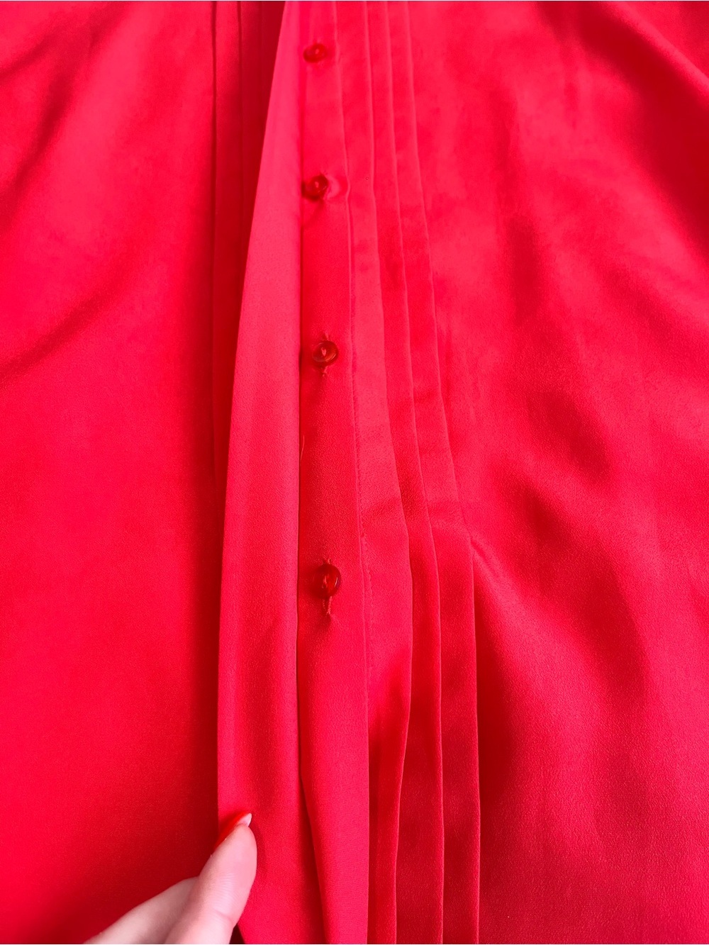 VINTAGE 80’s Red Ruffle Neck Blouse size medium - Picture 4 of 7